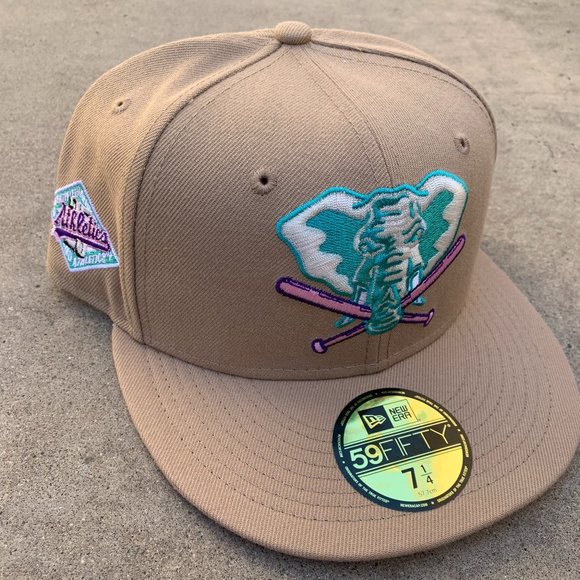 New Era 59Fifty Sandstorm Oakland A's 25th Anniversary Patch Pink/Tan Hat